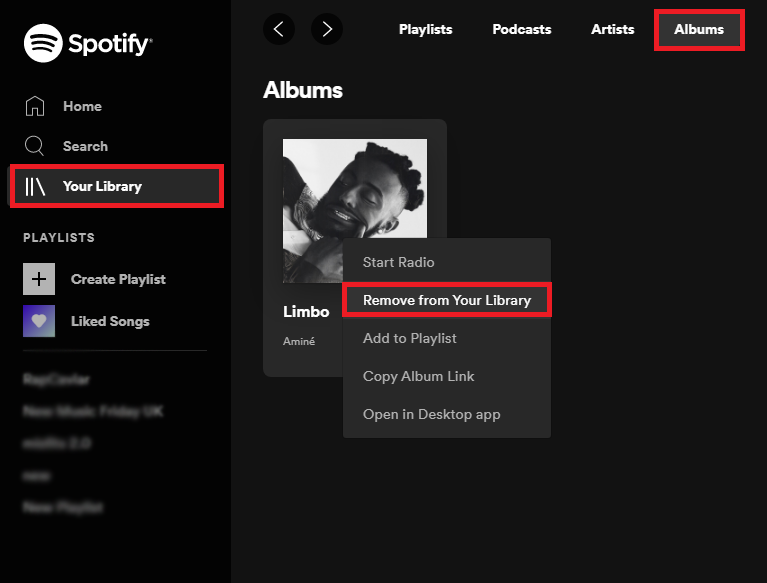 how to unlike all songs on an album on spotify